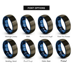 font options for inside engraving on gunmetal & blue ice axe rings