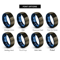font options for inside engraving on gunmetal & blue ice axe rings