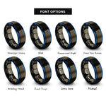 font options for inside engraving on gunmetal & blue ice axe rings