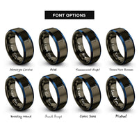 font options for inside engraving on gunmetal & blue ice axe rings