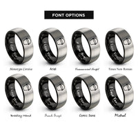 font options for inside engraving on black & grey ice bucket rings