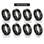 font options for inside engraving on black & silver ice bucket rings