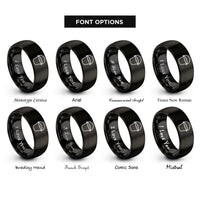 font options for inside engraving on black ice bucket rings