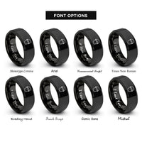 font options for inside engraving on black ice bucket rings