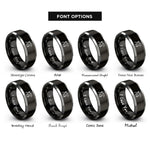font options for inside engraving on black & silver ice climber rings
