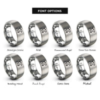 font options for inside engraving on grey ice climber rings