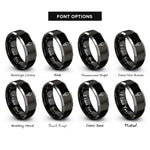 font options for inside engraving on black & silver ice cream cone rings