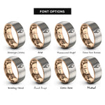 font options for inside engraving on rose gold & silver ice cream cone rings