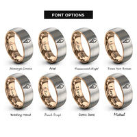 font options for inside engraving on rose gold & silver ice cream cone rings
