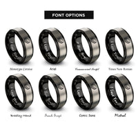 font options for inside engraving on black & gray ice cream sandwich rings