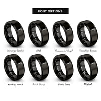 font options for inside engraving on black ice screw rings
