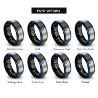 font options for inside engraving on black & blue & silver ice skate boot rings