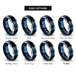 font options for inside engraving on blue & silver ice skate boot rings
