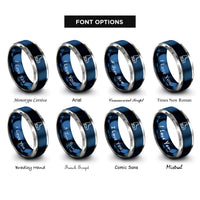 font options for inside engraving on blue & silver ice skate boot rings