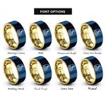 font options for inside engraving on gold & blue ice skates rings