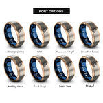 font options for inside engraving on rose gold & blue & gray ice skates rings
