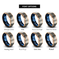 font options for inside engraving on rose gold & blue & gray ice skates rings