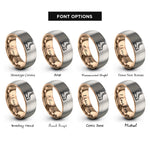 font options for inside engraving on rose gold & silver ice skates rings