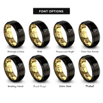 font options for inside engraving on black & gold ice tongs rings
