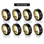 font options for inside engraving on black & gold ice tongs rings