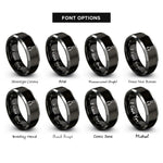 font options for inside engraving on black & silver ice tongs rings