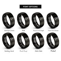 font options for inside engraving on black ice tongs rings