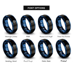 font options for inside engraving on black & blue icebreaker bow rings