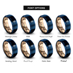 font options for inside engraving on blue & rose gold iced coffee rings