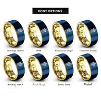 font options for inside engraving on gold & blue iced coffee rings