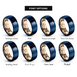 font options for inside engraving on rose gold & blue iced coffee rings