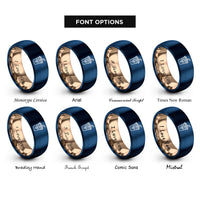 font options for inside engraving on rose gold & blue iced coffee rings