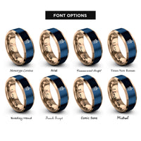 font options for inside engraving on rose gold & blue iced coffee rings