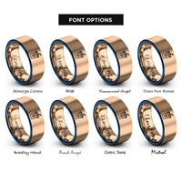 font options for inside engraving on rose gold & blue iced coffee rings