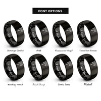 font options for inside engraving on black icicles rings