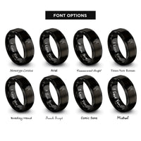 font options for inside engraving on black icicles rings