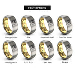 font options for inside engraving on gold & grey icing rosette rings