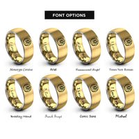 font options for inside engraving on gold & silver icing rosette rings