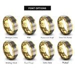 font options for inside engraving on gold & grey icing rosette rings