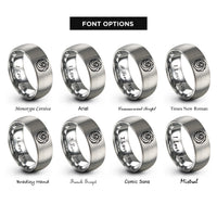 font options for inside engraving on gray icing rosette rings