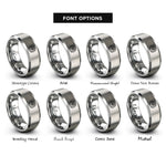 font options for inside engraving on silver icing rosette rings