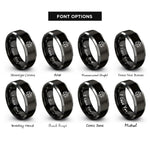 font options for inside engraving on black & grey icosahedron rings