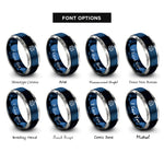 font options for inside engraving on blue & silver icosahedron rings