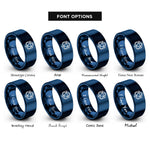 font options for inside engraving on blue icosahedron rings