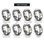 font options for inside engraving on grey icosahedron rings