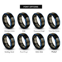 font options for inside engraving on gunmetal & blue icosahedron rings