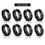 font options for inside engraving on black & silver id rings