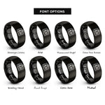 font options for inside engraving on black id rings
