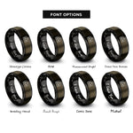font options for inside engraving on gunmetal & black id rings
