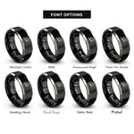 font options for inside engraving on black & silver iguana on branch rings