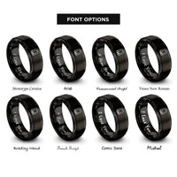font options for inside engraving on black il rings